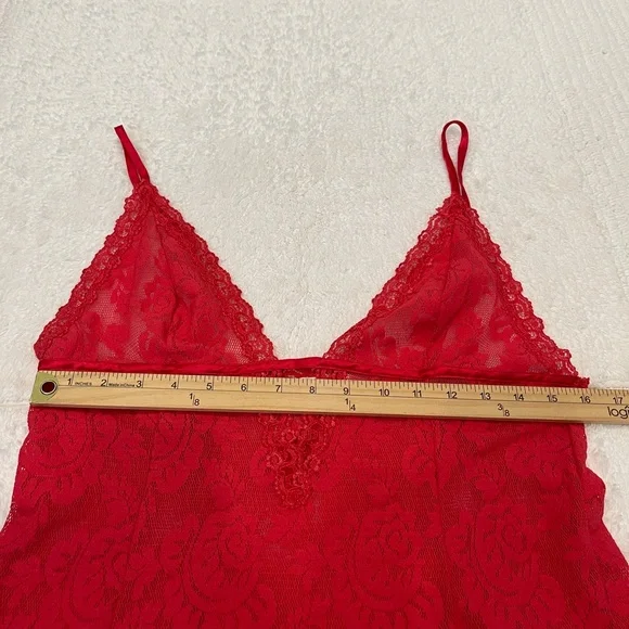 Vintage Victoria's Secret Cami Lace Top Women's Size L Red Floral - Picture 8 of 10